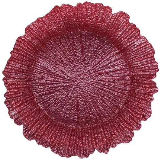 Jay Companies Reef Pink Glass Charger Plates 4-Piece Set 13"D