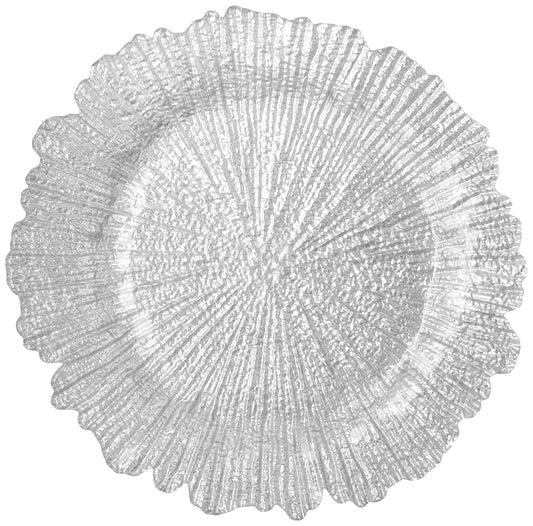 Jay Companies Reef Silver Glass 13" Charger Plate 4-Piece Set