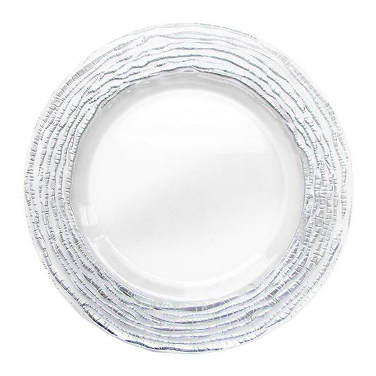Jay Companies Arizona Silver & Clear Glass Charger Plates 4-Piece Set 13"D