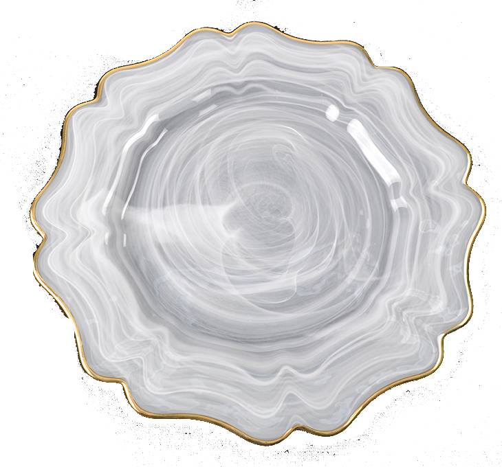 Jay Companies Empire White Alabaster Glass Charger Plate With Gold Rim By American Atelier
