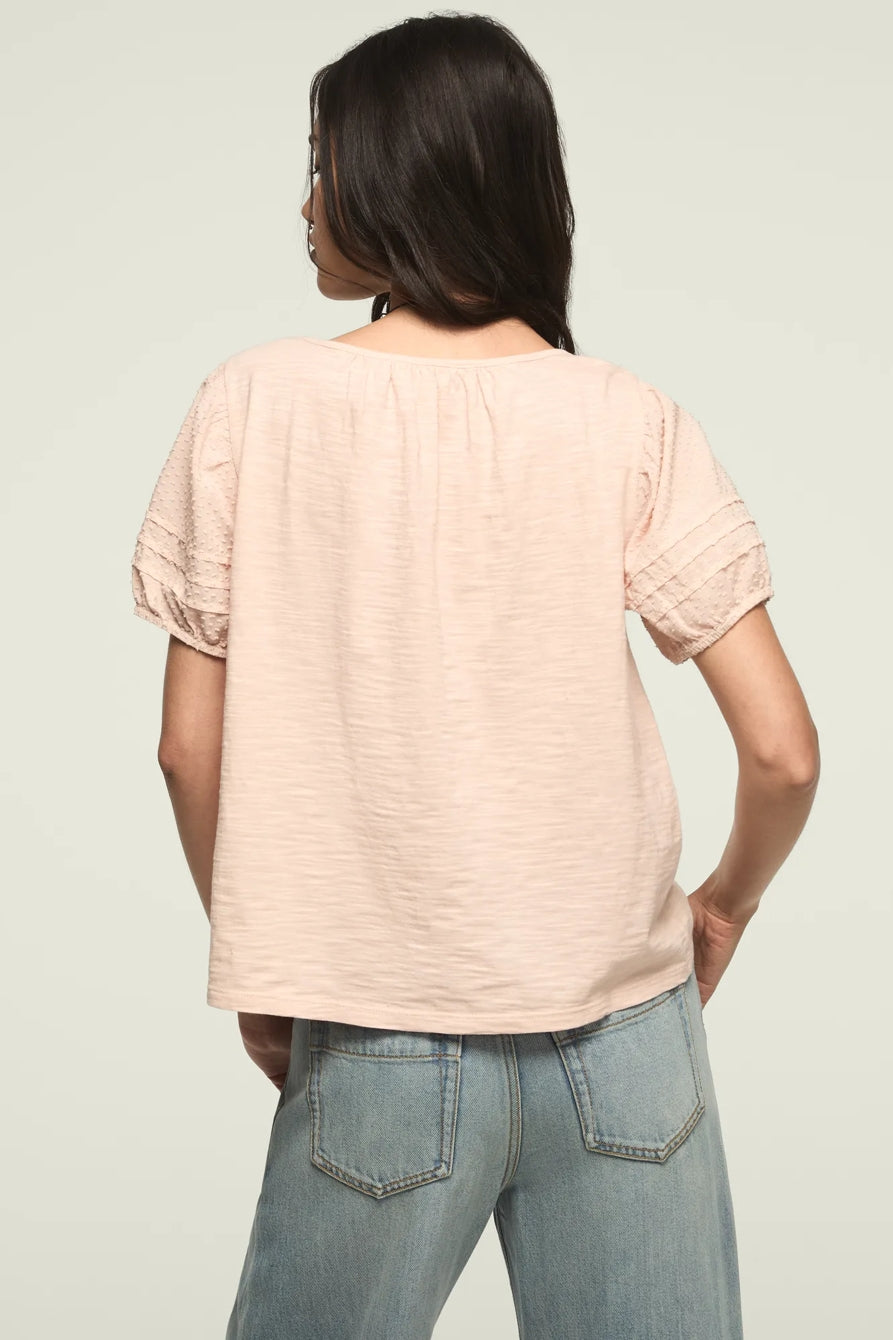 Lucky Brand Women's Short Sleeve Square Neck Top - Sepia Rose