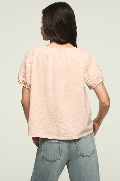 Lucky Brand Women's Short Sleeve Square Neck Top - Sepia Rose