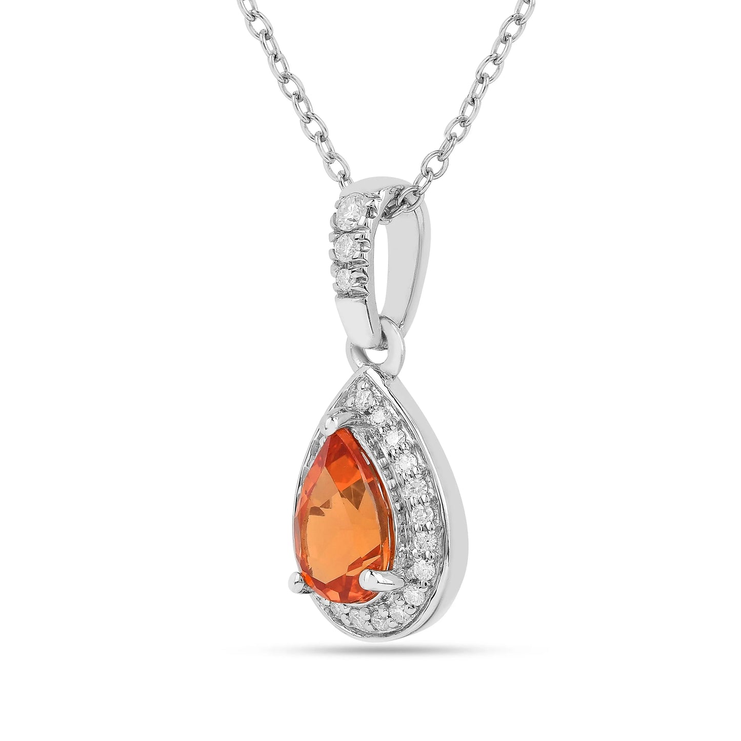 Peach sapphire Teardrop Pendant Necklace