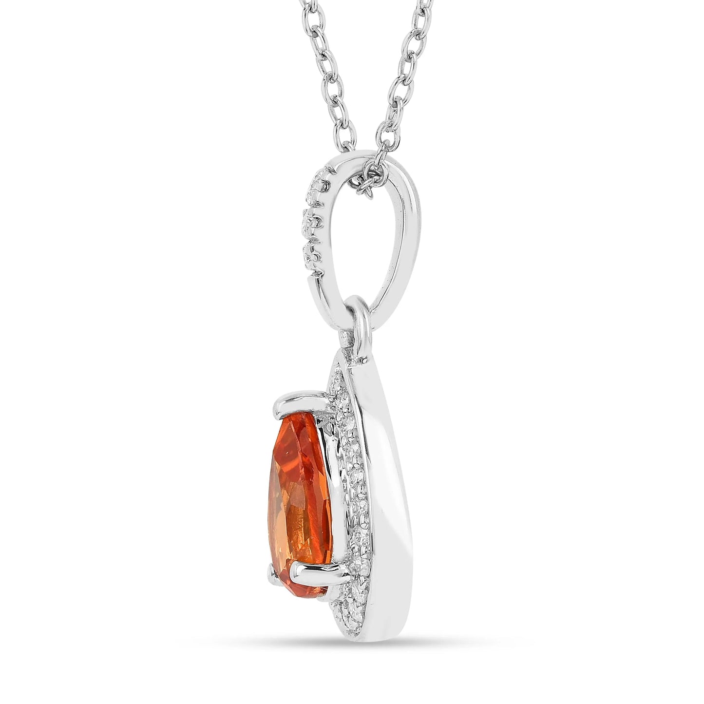 Peach sapphire Teardrop Pendant Necklace