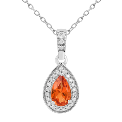Peach sapphire Teardrop Pendant Necklace