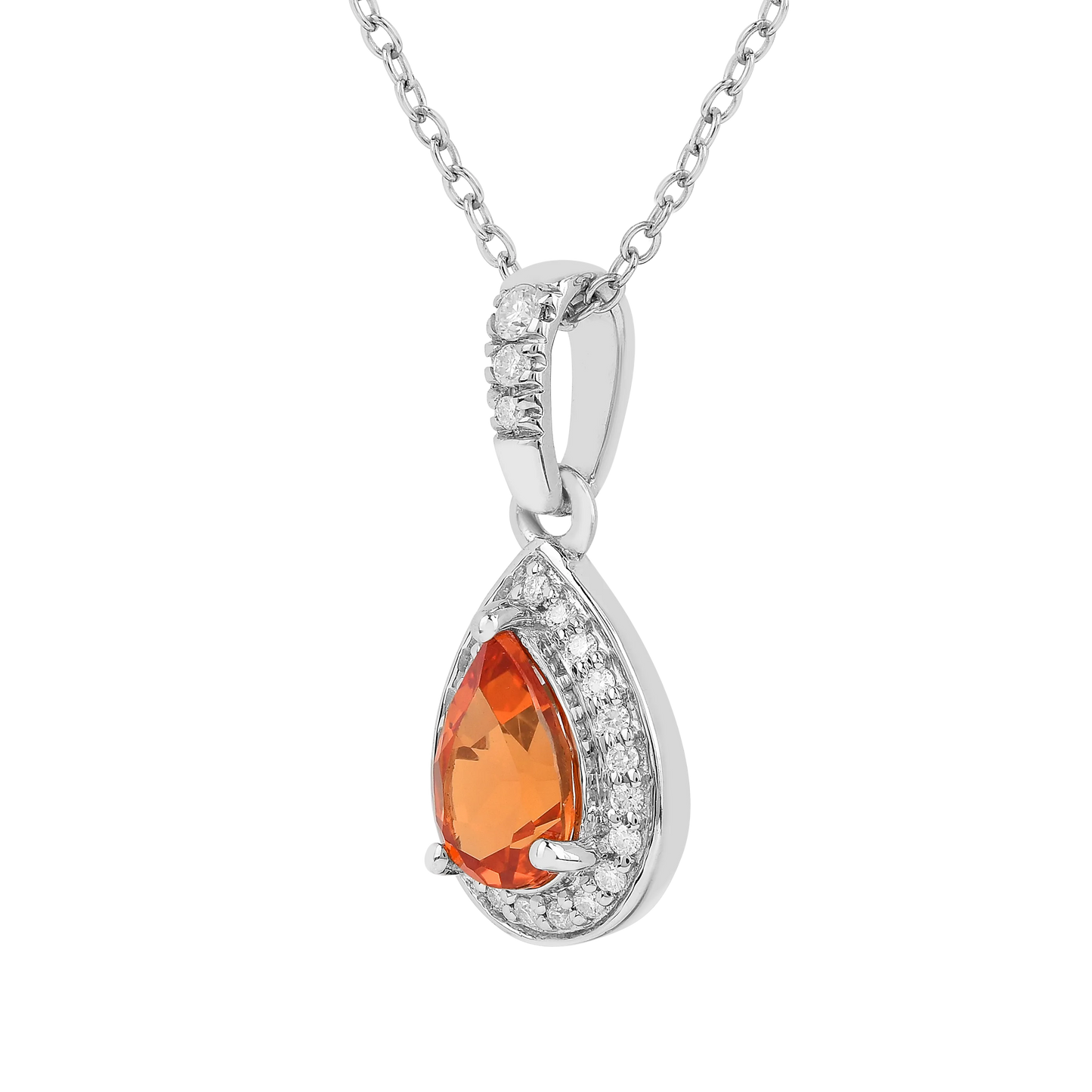 Peach sapphire Teardrop Pendant Necklace