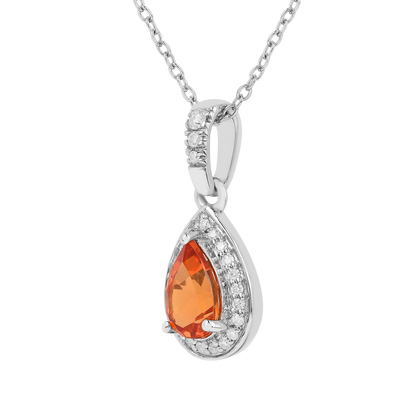 Peach sapphire Teardrop Pendant Necklace