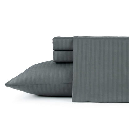 Bibb Home 1500 Series Damask Stripe 4 Piece Sheet Set
