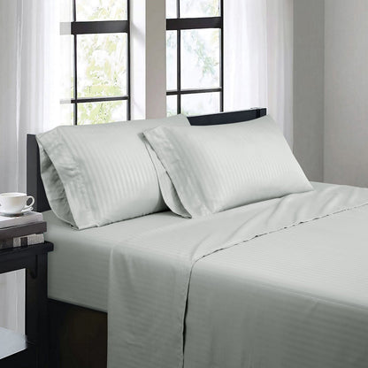 Bibb Home 1500 Series Damask Stripe 4 Piece Sheet Set
