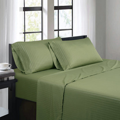 Bibb Home 1500 Series Damask Stripe 4 Piece Sheet Set