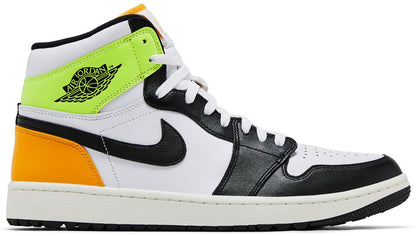 [DQ0660-105] MENS AIR JORDAN RETRO 1 HIGH GOLF 'WHITE UNIVERSITY GOLD VOLT BLACK'