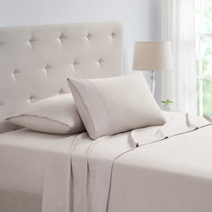 Kathy Ireland 4 Piece Waffle Hem Sheet Set