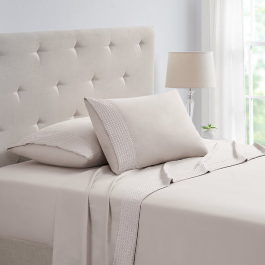 Kathy Ireland 4 Piece Waffle Hem Sheet Set