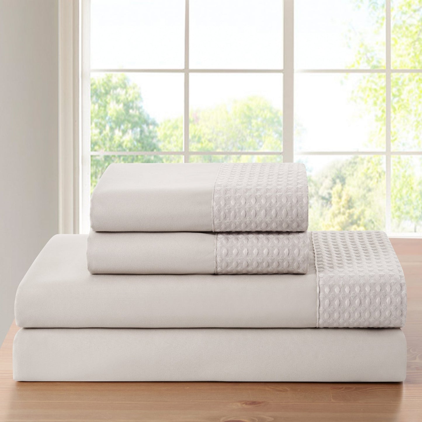 Kathy Ireland 4 Piece Waffle Hem Sheet Set