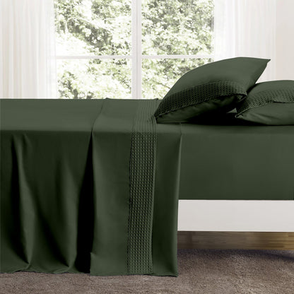 Kathy Ireland 4 Piece Waffle Hem Sheet Set