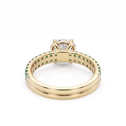 1.27 Cttw Oval Lab Grown Diamond Double Row Pave Band 14k Yellow Gold Engagement Ring