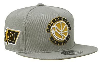 Mitchell & Ness Men's NBA Sunny Gray Fitted Hwc Warriors Fitted Caps