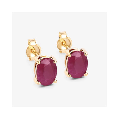 1.70 Ct Oval Pink Ruby Prong 10K Gold Stud Earrings