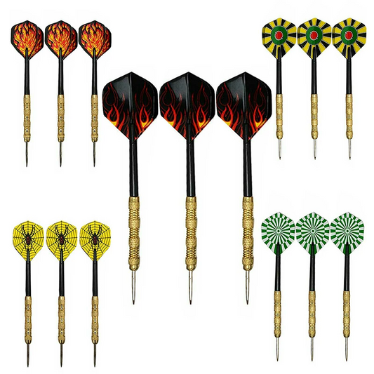 Prime Goods 5 Sets (15Pcs) Steel Tip Professional Darts Set Darts Slim Barrel Dart Flights - Multi