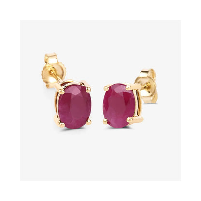 1.70 Ct Oval Pink Ruby Prong 10K Gold Stud Earrings