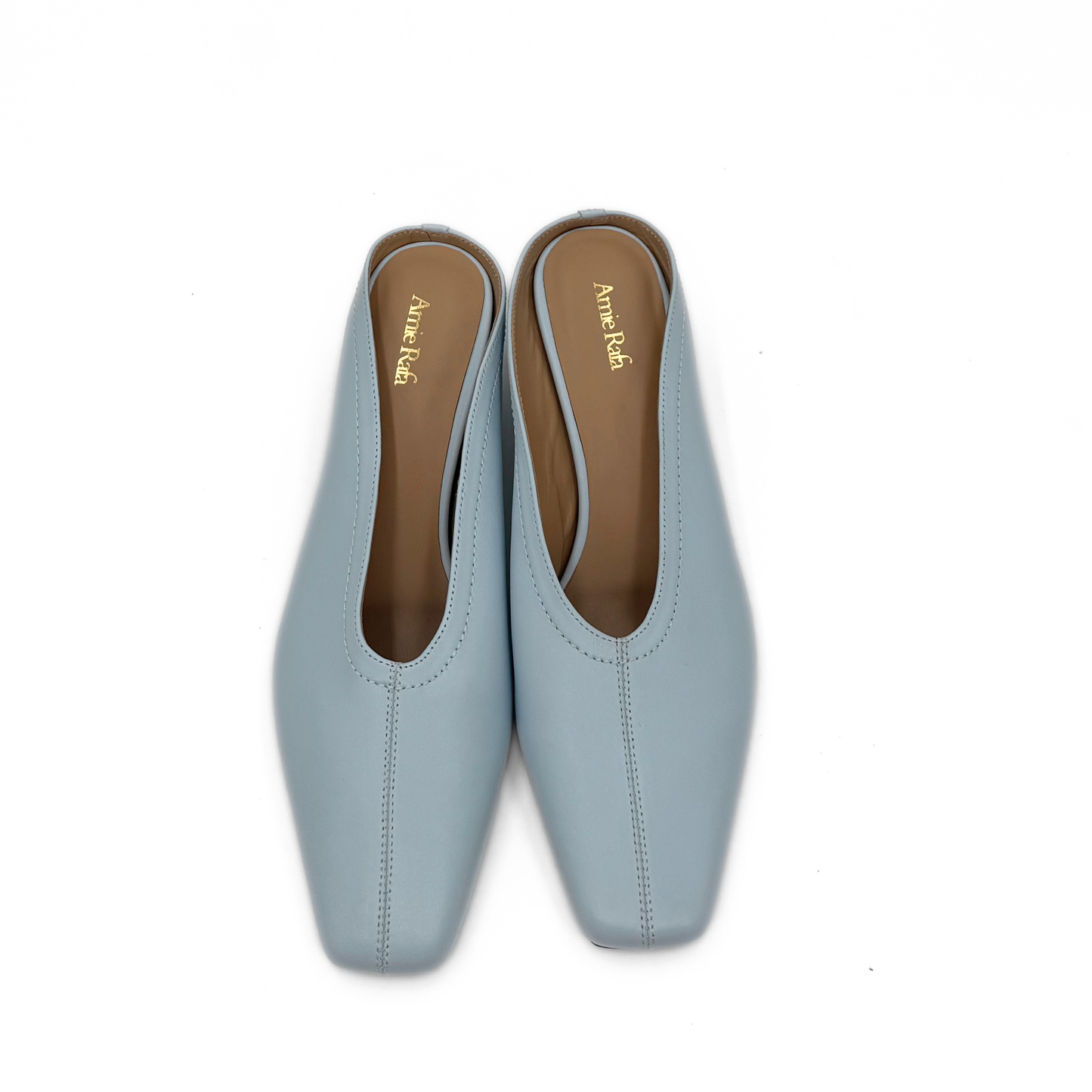 Junie Heeled Leather Mule - Blue