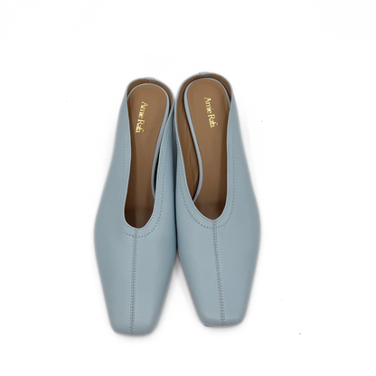 Junie Heeled Leather Mule - Blue