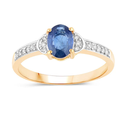 1.95 Ct Oval Blue Sapphire Diamond Prong 10k Gold Pave Bridge Ring