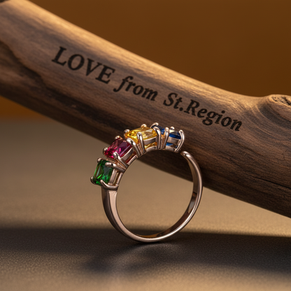 Crystal & Rose Goldtone Blue Princess-Cut Ring