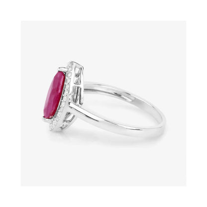 1.39 Ct Marquise Pink Ruby Diamond Prong 10K Gold Halo Ring