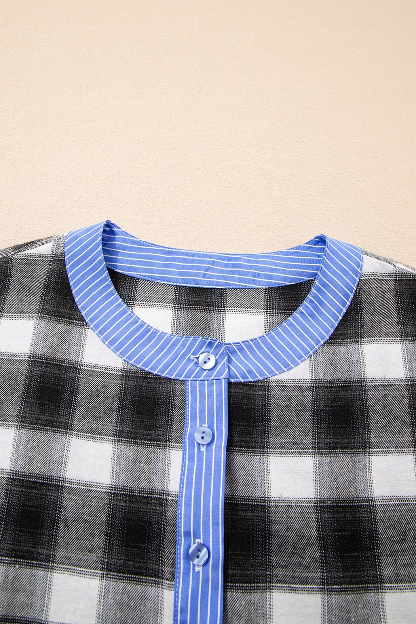 Threaded Pear Ezra Half Placket Plaid Blouse