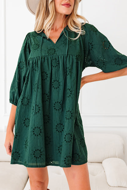 Threaded Pear Beth Sleeve Swing Mini Dress