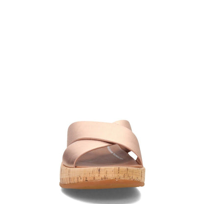 FitFlop F Mode Cross Cork Flatform Women's Sandals — Rose/Gold Leather