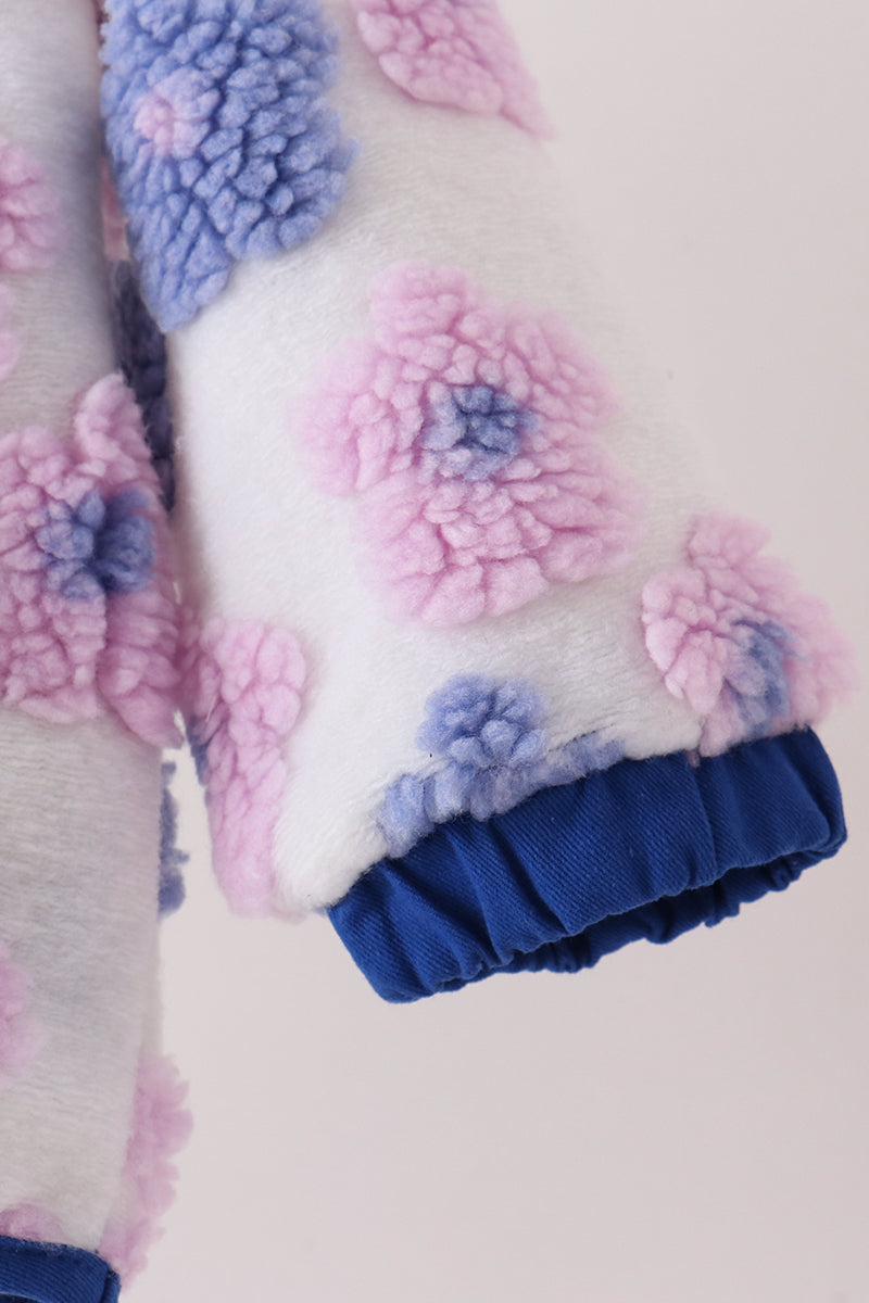 Blue Floral Fleece Jacket