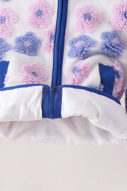 Blue Floral Fleece Jacket