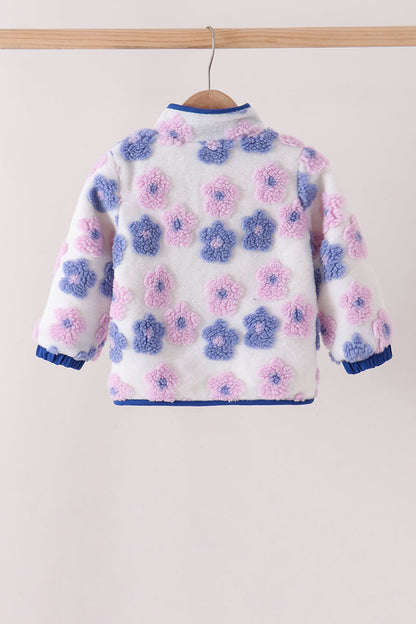 Blue Floral Fleece Jacket