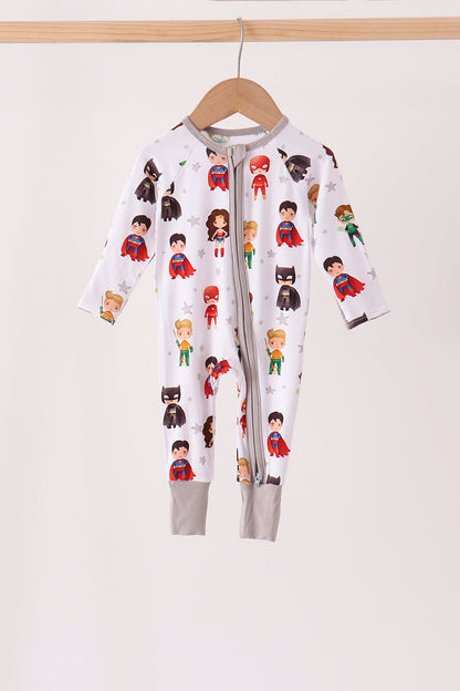 Grey Character Bamboo Zipper Romper