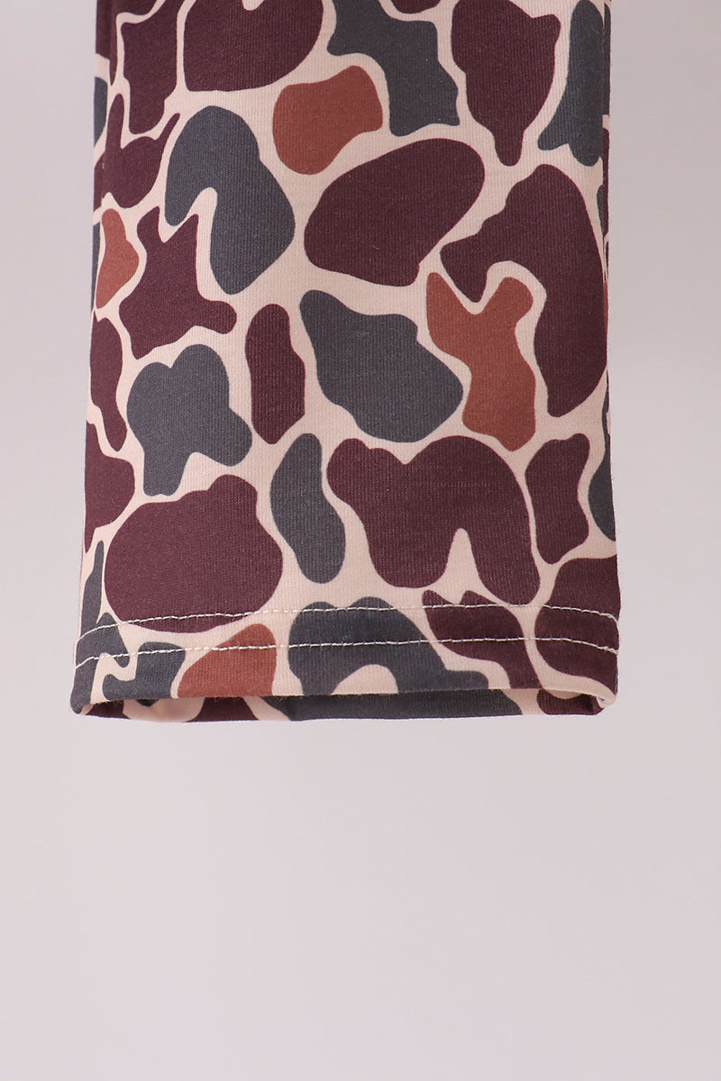 Brown Camouflage Hunting Embroidery Pants Set
