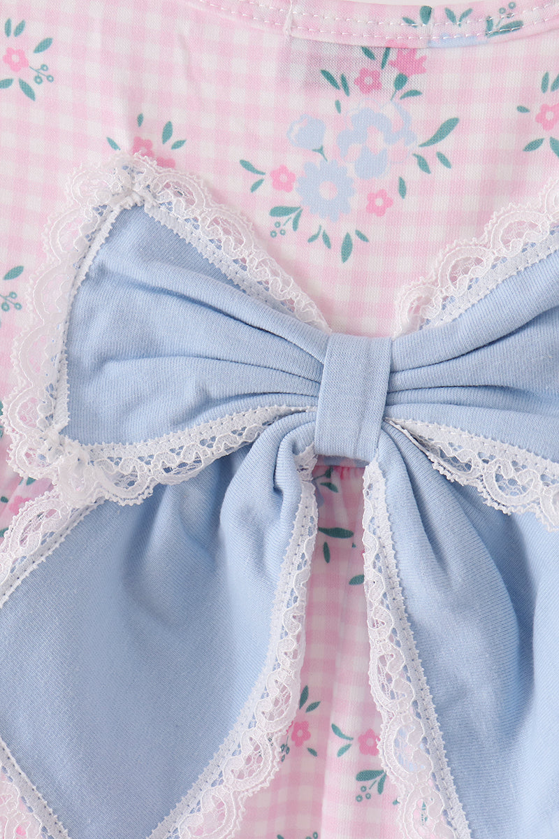 Pink Floral Bow Bloomer Set