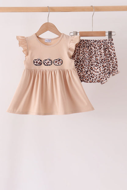 Leopard Pumpkin Appliqué Bloomer Set