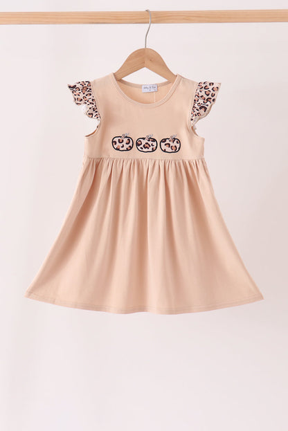 Leopard Pumpkin Appliqué Dress