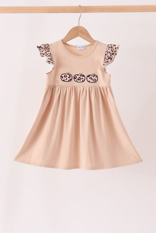 Leopard Pumpkin Appliqué Dress