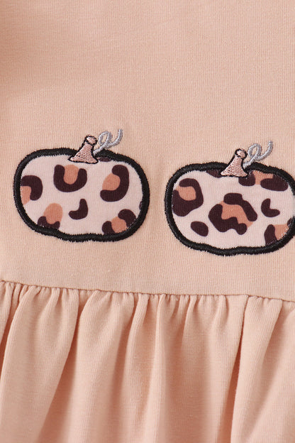 Leopard Pumpkin Appliqué Dress