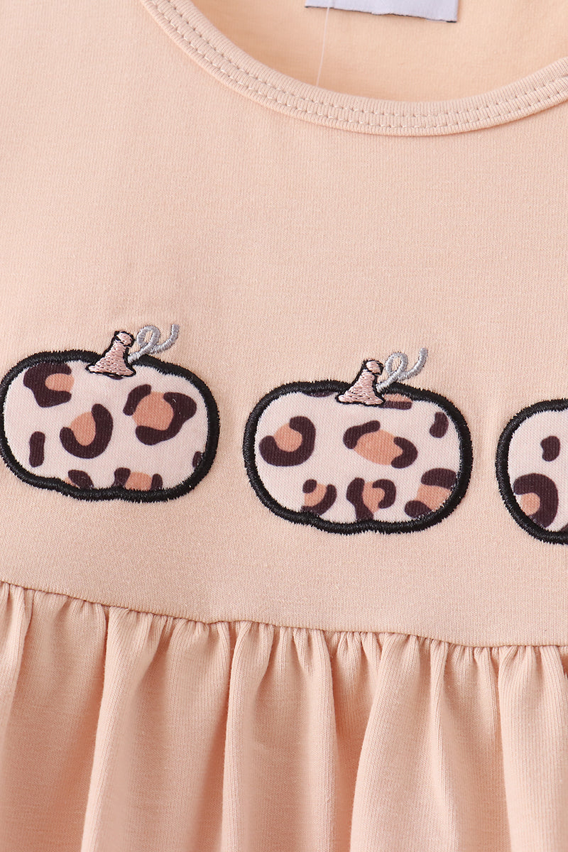 Leopard Pumpkin Appliqué Pants Set