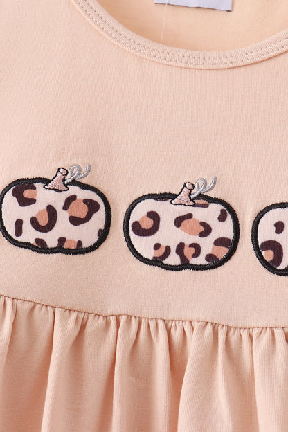 Leopard Pumpkin Appliqué Pants Set