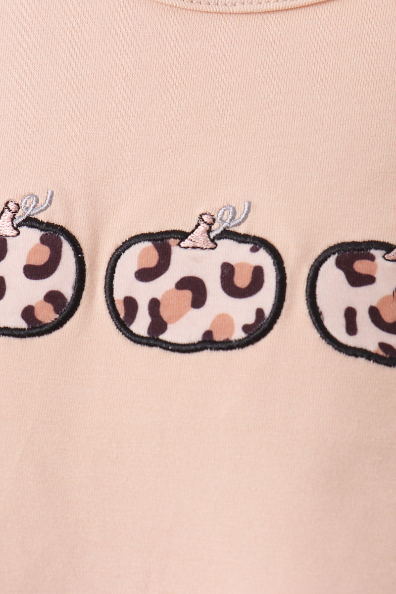 Leopard Pumpkin Appliqué Skorts Set