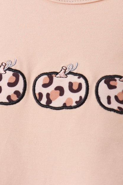 Leopard Pumpkin Appliqué Skorts Set