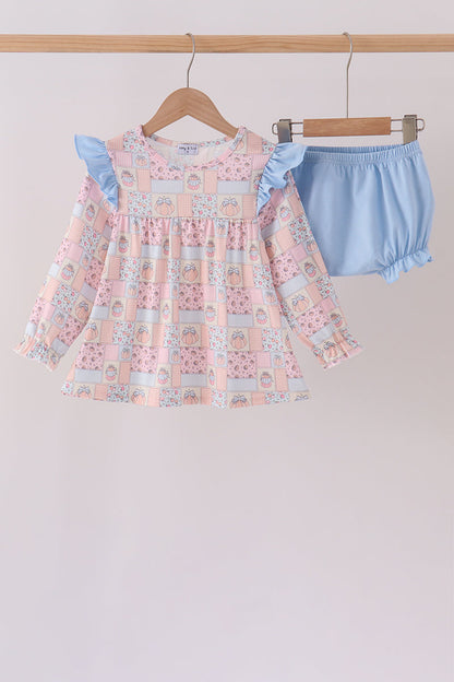 Pink Pumpkin Ruffle Bloomer Set