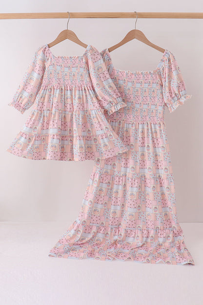 Pink Pumpkin Smocked Mom & Me Dress