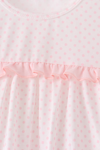 Pink Santa Claus Dot Applique Ruffle Pants Set