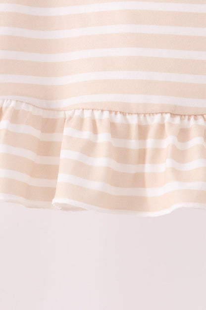 Olive Turkey Applique Stripe Ruffle Pants Set
